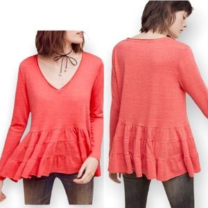 Anthropologie x Deletta Thea Ruffled Peplum Top